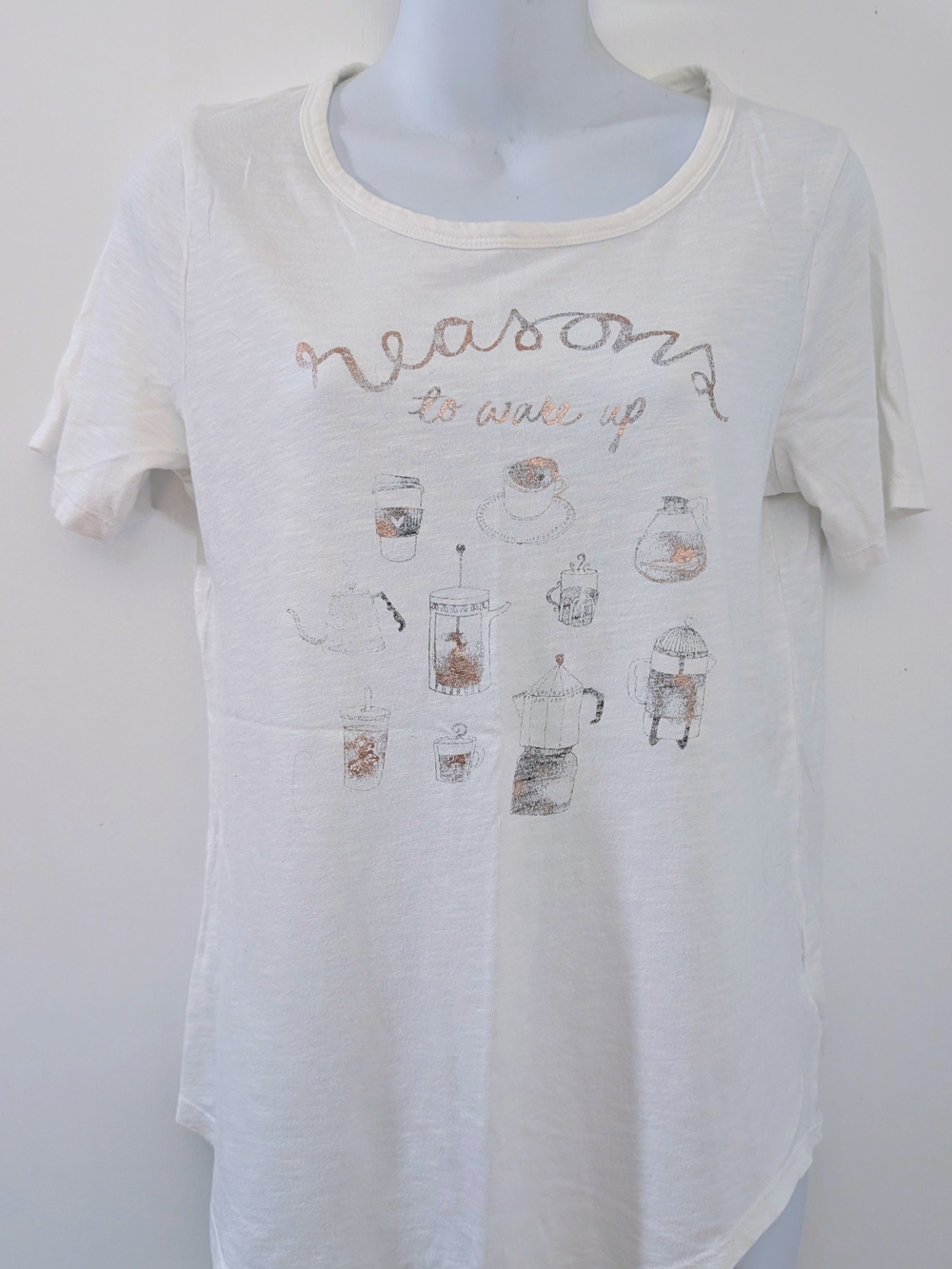 Old Navy White Short Sleeve Tee with Coffee Graphic